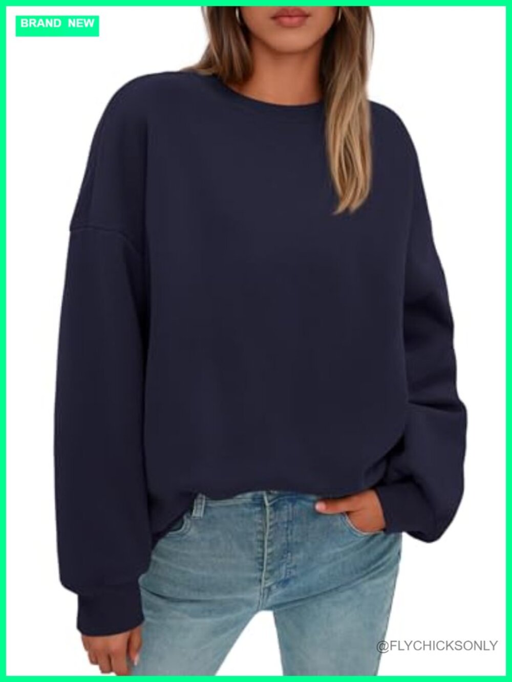 Oversized Crewneck Sweatshirt Pullover Cotton Polyester Women